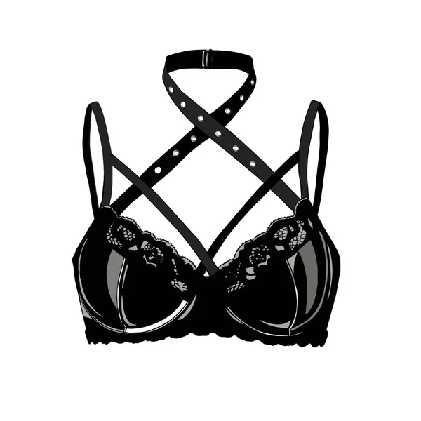 Sujetador Cuero Ropa Interior Sexy Látex Lencería Negra Látex Bdsm — Vector de stock