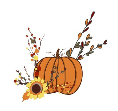 AUTUMN balkabağı. Harvest ve Refah 'ın sembolü. Cadılar bayramı. Şükran Günü Yapıştırıcısı