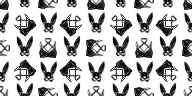 Bdsm tarzında kusursuz desen. Deri iç çamaşırı. Kölelik ve lateks. Vektör illüstrasyonu.