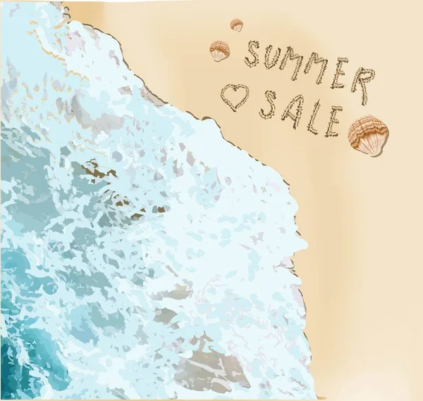 Привіт Літо Реалістичні Океанічні Хвилі Пляж Горизонтальний Банер Реклами Літніх — стокове фото