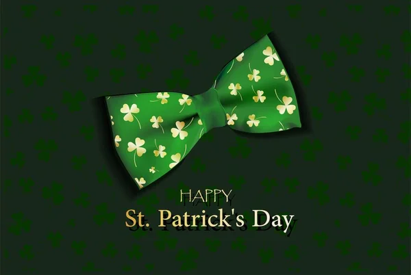 Card Patrick Day Clover Effect Bow Tie Realistic Banner Design — Stock Photo, Image