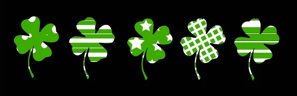 Patrick Day Background Clover Shamrock Elements Design Isolated Black Background — Stock Photo, Image