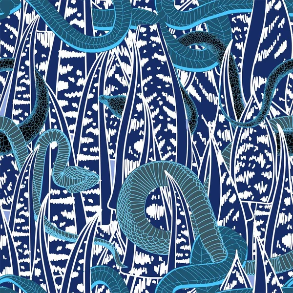 Exotic Pattern Snakes Reptiles Pattern Snakes Grass Blue Drawing Summer — Stock Photo, Image