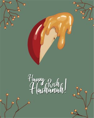 Yahudi Yeni Yılı için vekil tebrik kartı. Hasat et. Elmalar. Rosh Hashanah