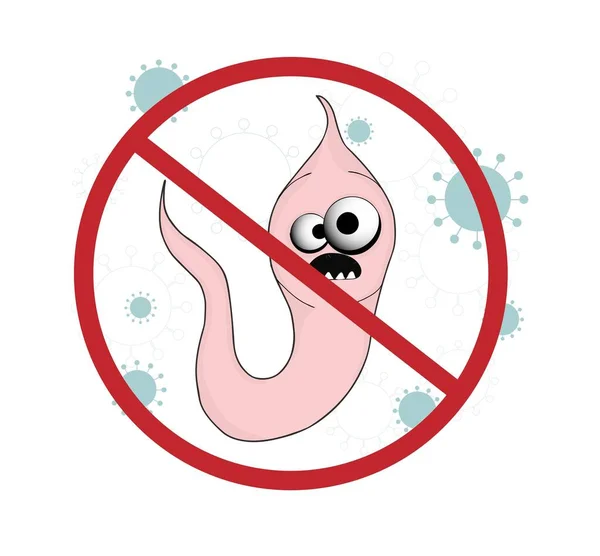 Worm Roundworm Intestinal Parasites Warning Sign Parasitism Vector Illustration Aminal — Stock Vector