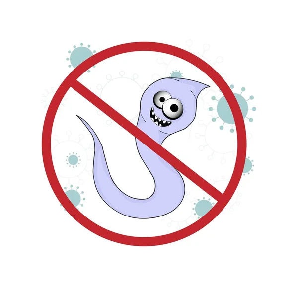 Helminths Roundworms Intestinal Parasites Warning Sign Parasitism Vector Illustration Concept — Stock Vector