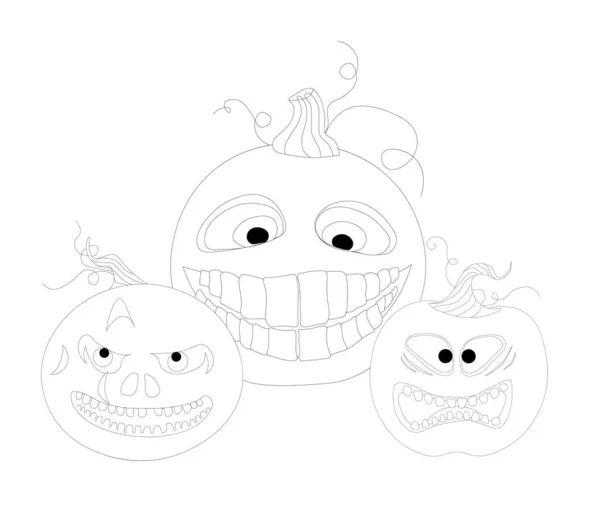 Livre Colorier Halloween Drôle Citrouille Sur Fond Blanc Coloriage Des — Image vectorielle