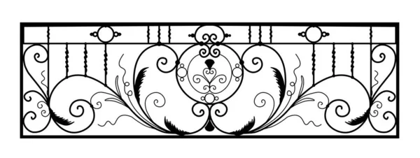 アンティーク装飾と鍛造金属要素のスケッチ 芸術的鍛造は 手仕事のカテゴリに属しています 白い背景にカールの装飾の境界線のセット バルコニー — ストックベクタ