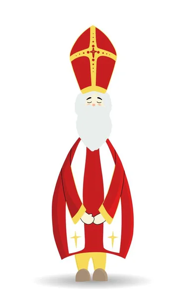 Święty Mikołaj Postać Odizolowana Białym Tle Szczęśliwego Dnia Świętego Mikołaja — Wektor stockowy