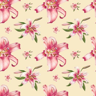 pembe zambaklar dikişsiz arka plan deseni