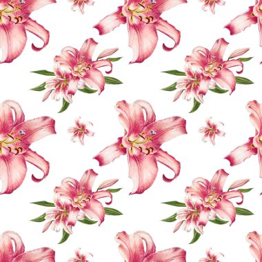 pembe zambaklar dikişsiz arka plan deseni