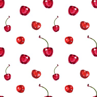 olgun kiraz dikişsiz desen illüstrasyon