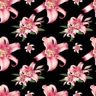 pembe zambaklar dikişsiz arka plan deseni