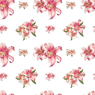 pembe zambaklar dikişsiz arka plan deseni