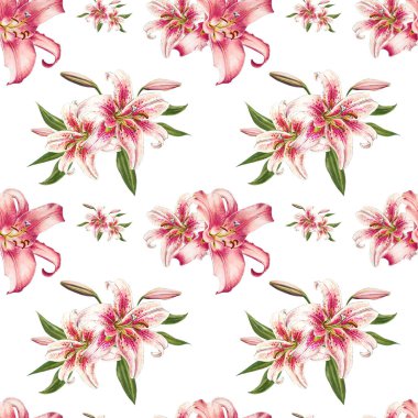 pembe zambaklar dikişsiz arka plan deseni