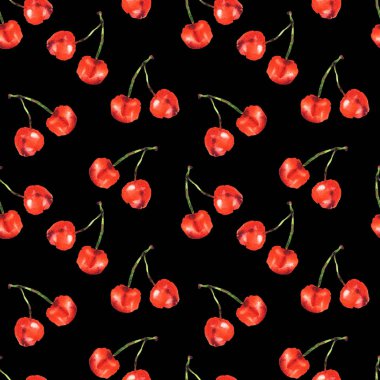 olgun kiraz dikişsiz desen illüstrasyon