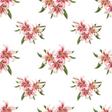 pembe zambaklar dikişsiz arka plan deseni