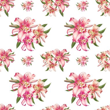 pembe zambaklar dikişsiz arka plan deseni