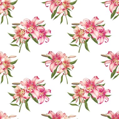 pembe zambaklar dikişsiz arka plan deseni