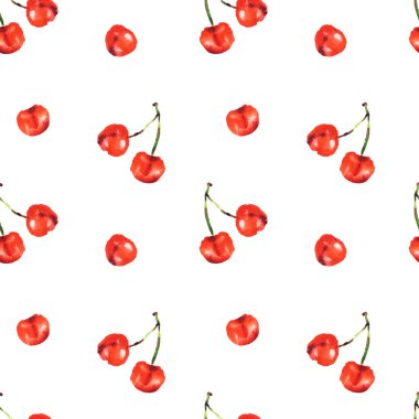 olgun kiraz dikişsiz desen illüstrasyon