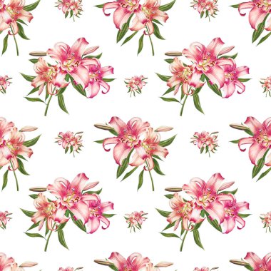 pembe zambaklar dikişsiz arka plan deseni