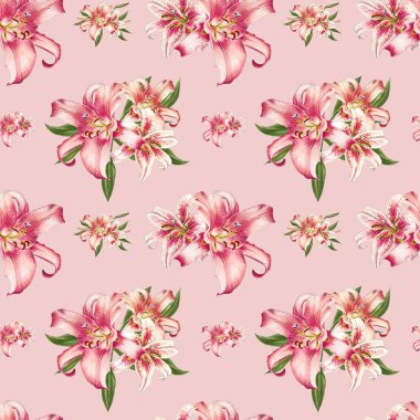 pembe zambaklar dikişsiz arka plan deseni