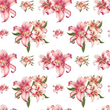 pembe zambaklar dikişsiz arka plan deseni