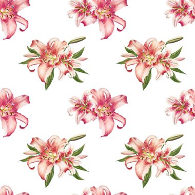 pembe zambaklar dikişsiz arka plan deseni