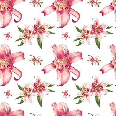 pembe zambaklar dikişsiz arka plan deseni