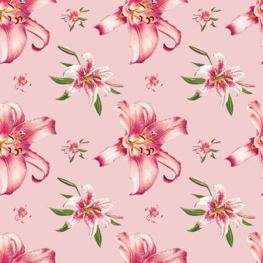 pembe zambaklar dikişsiz arka plan deseni
