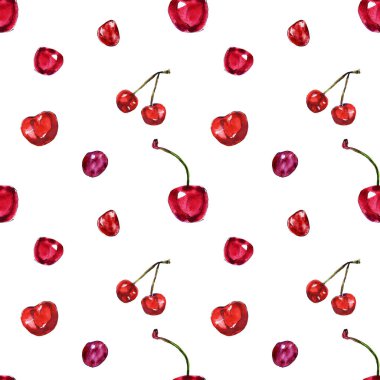 olgun kiraz dikişsiz desen illüstrasyon