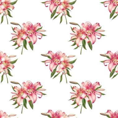 pembe zambaklar dikişsiz arka plan deseni