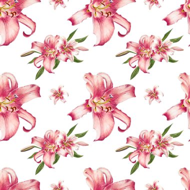 pembe zambaklar dikişsiz arka plan deseni