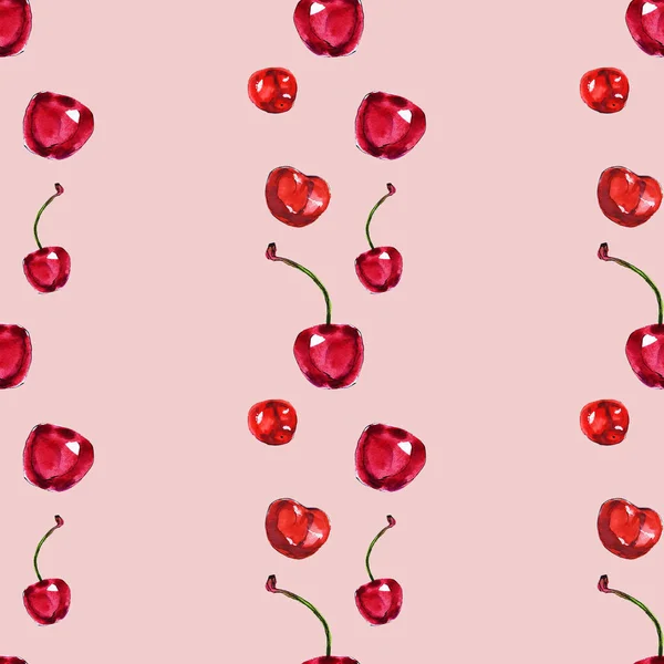 Ripe Cherries Seamless Pattern Illustration — Stock Photo, Image
