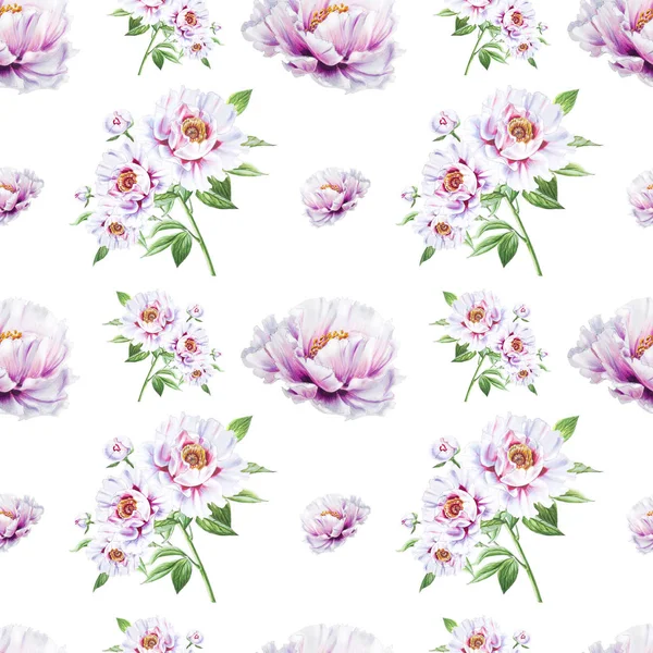 Beyaz Şakayık Çiçekleri Pürüzsüz Arkaplan Resimlemesi — Stok fotoğraf