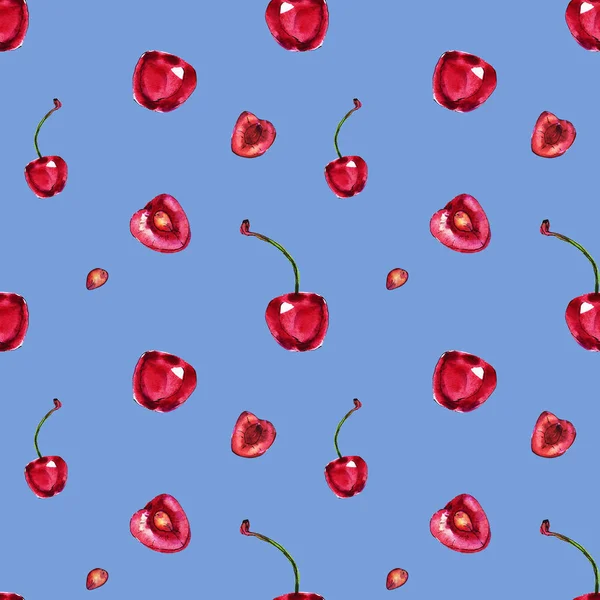 Ripe Cherries Seamless Pattern Illustration — Stock Photo, Image