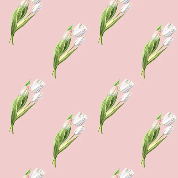 white tulips seamless pattern illustration