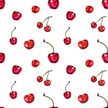 olgun kiraz dikişsiz desen illüstrasyon