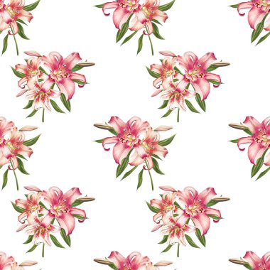 pembe zambaklar dikişsiz arka plan deseni