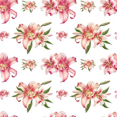 pembe zambaklar dikişsiz arka plan deseni