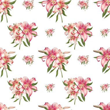 pembe zambaklar dikişsiz arka plan deseni