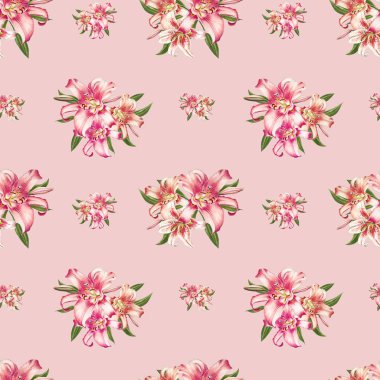 pembe zambaklar dikişsiz arka plan deseni