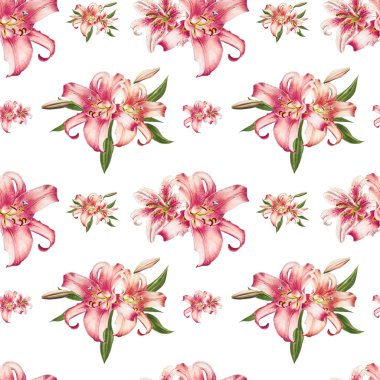 pembe zambaklar dikişsiz arka plan deseni