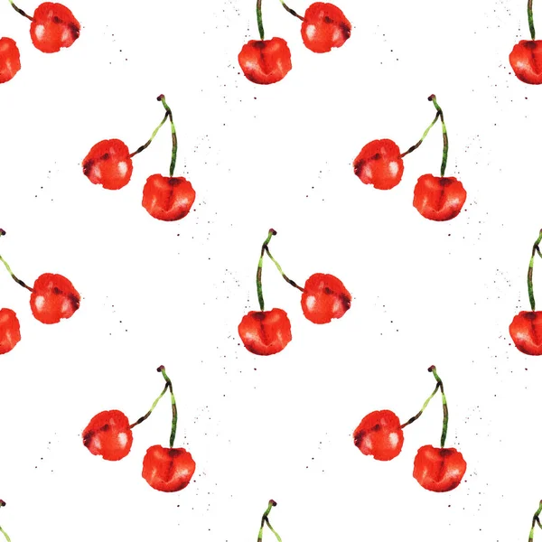 Ripe Cherries Seamless Pattern Illustration — Stock Photo, Image