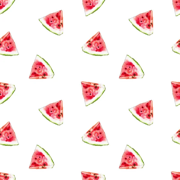 Watermeloen Segmenten Naadloze Patroon Illustratie — Stockfoto