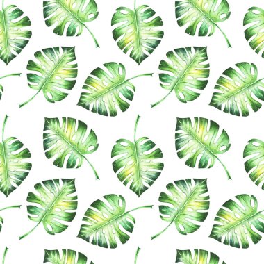 tropikal yaprakları ile dikişsiz desen illüstrasyon
