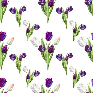 lale arka plan illüstrasyon, dikişsiz desen