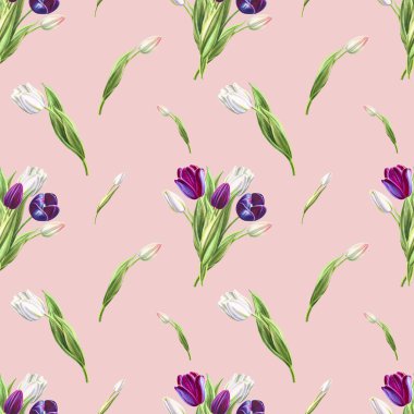 lale arka plan illüstrasyon, dikişsiz desen