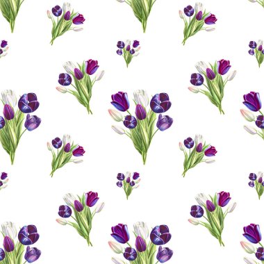 lale arka plan illüstrasyon, dikişsiz desen
