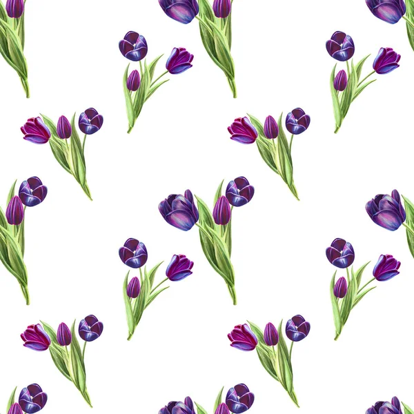 Tulips Background Illustration Seamless Pattern — Stock Photo, Image